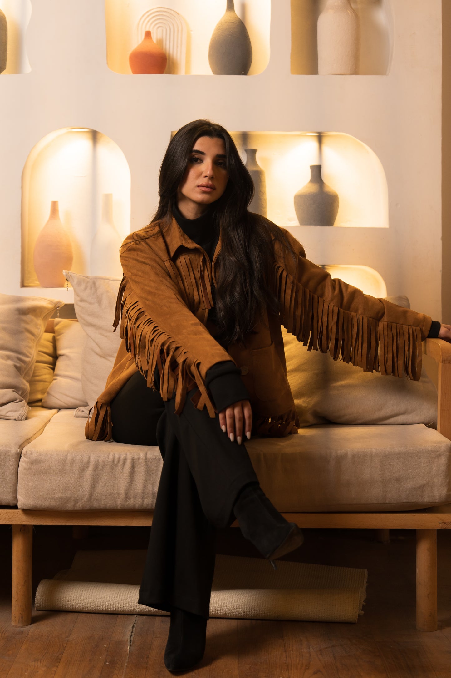 Fringes Suede oversized jacket