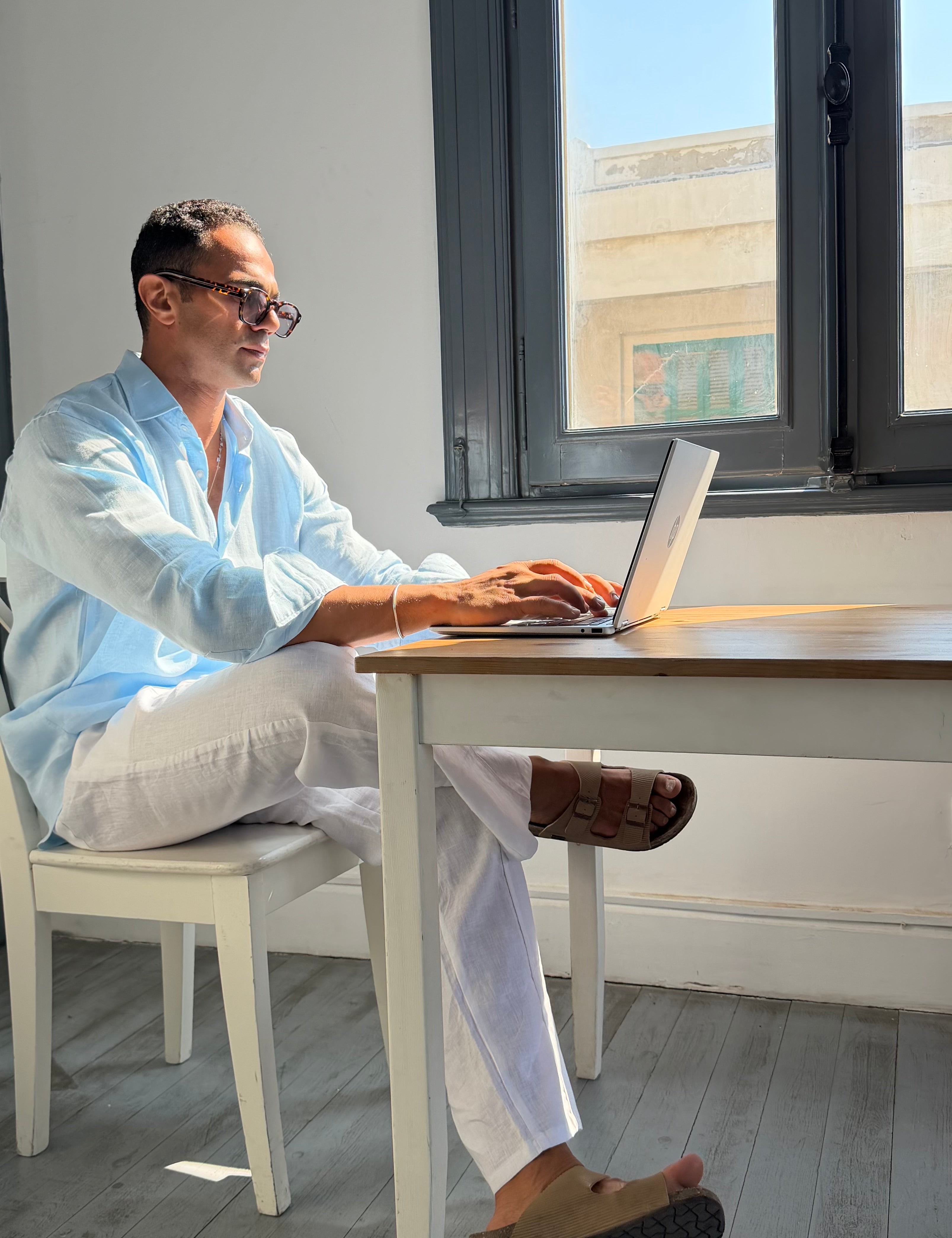 Shore Linen shirt baby blue