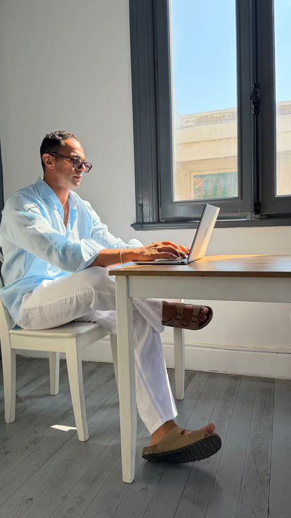 Shore Linen shirt baby blue