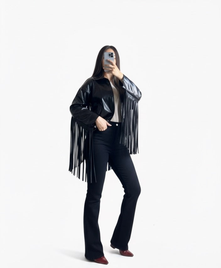 Leather Fringa Jacket