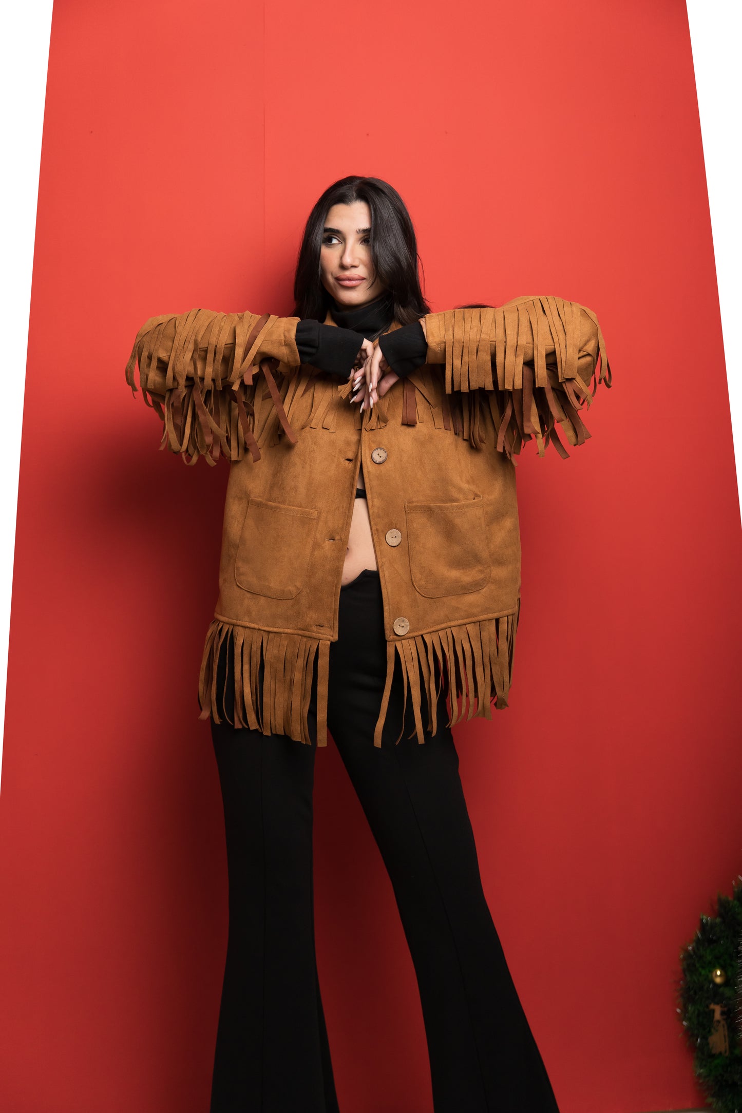 Fringes Suede oversized jacket