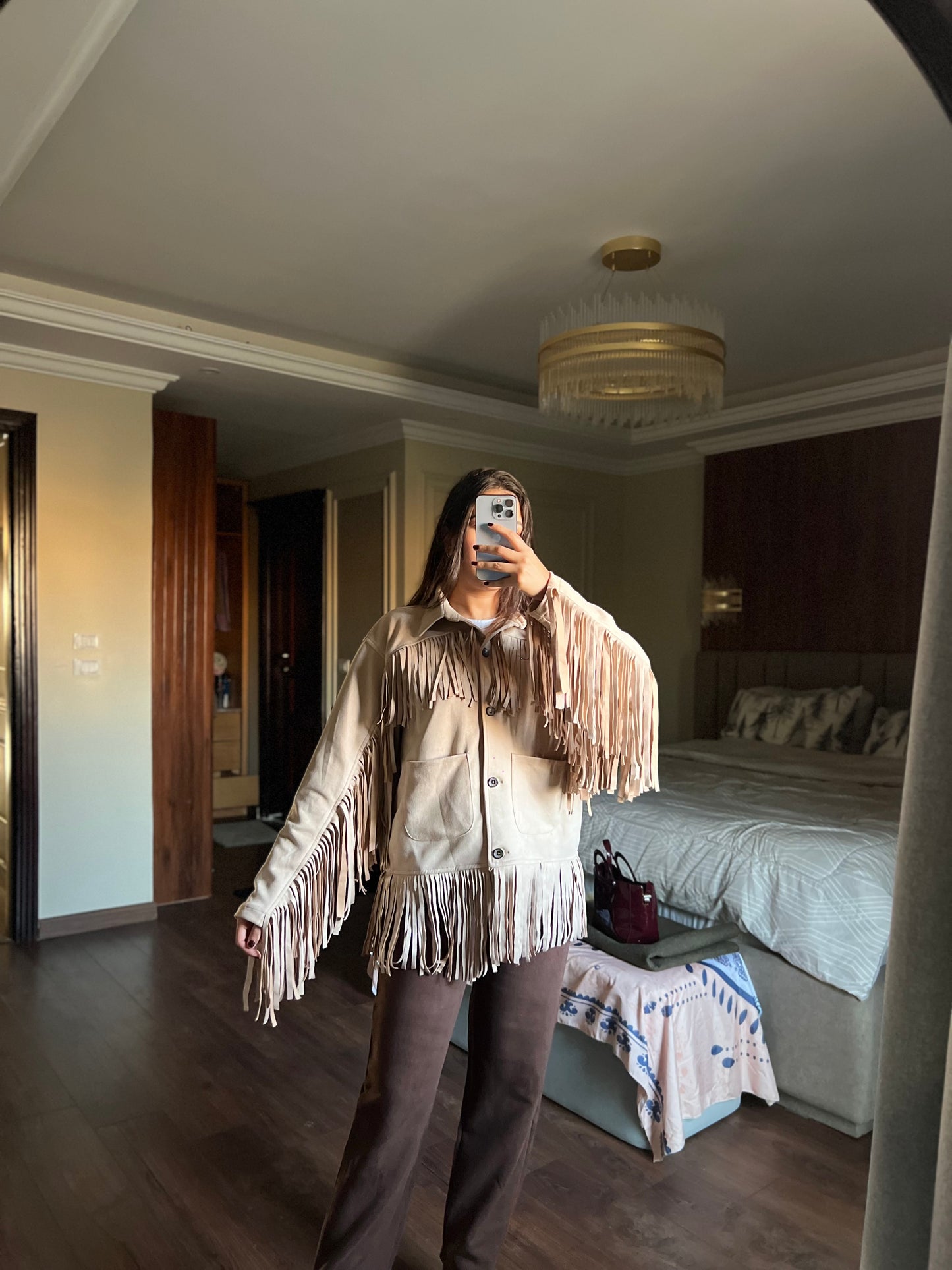 Fringes Suede oversized jacket