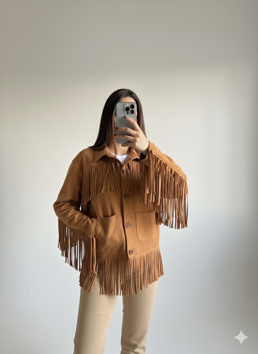 Fringes Suede oversized jacket