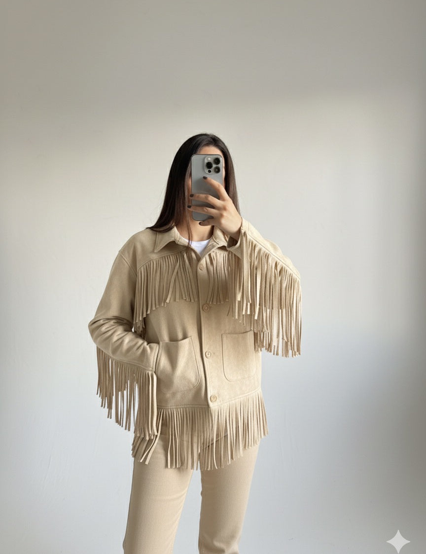 Fringes Suede oversized jacket