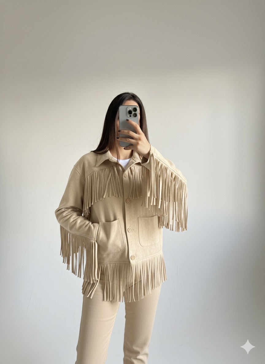 Fringes Suede oversized jacket