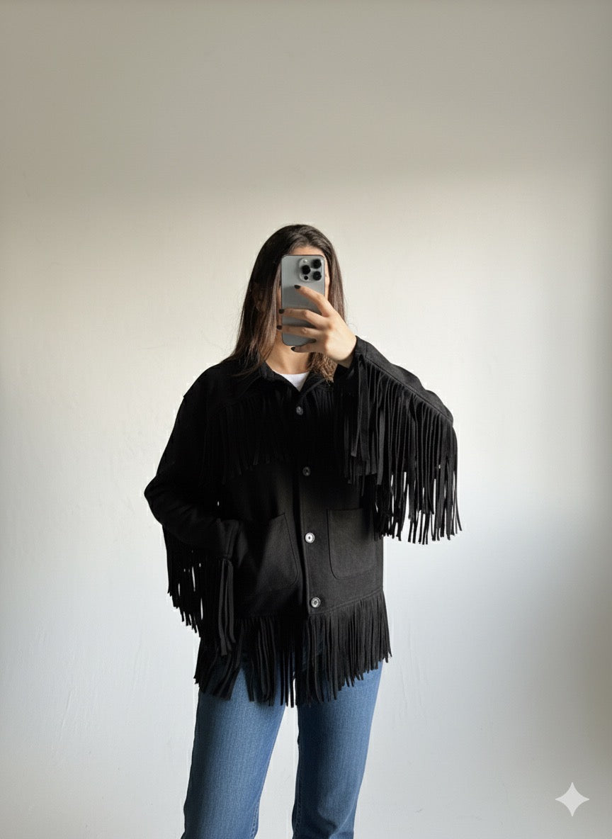 Fringes Suede oversized jacket
