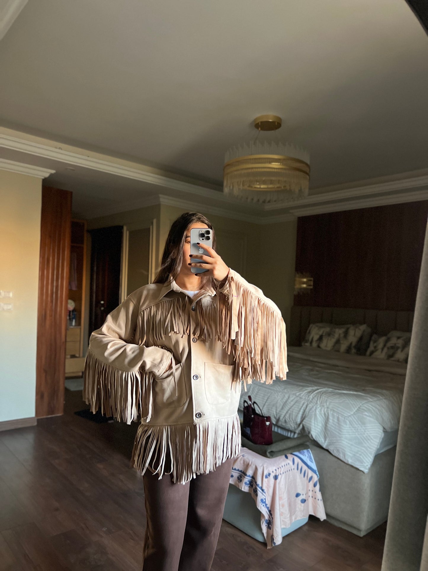 Fringes Suede oversized jacket