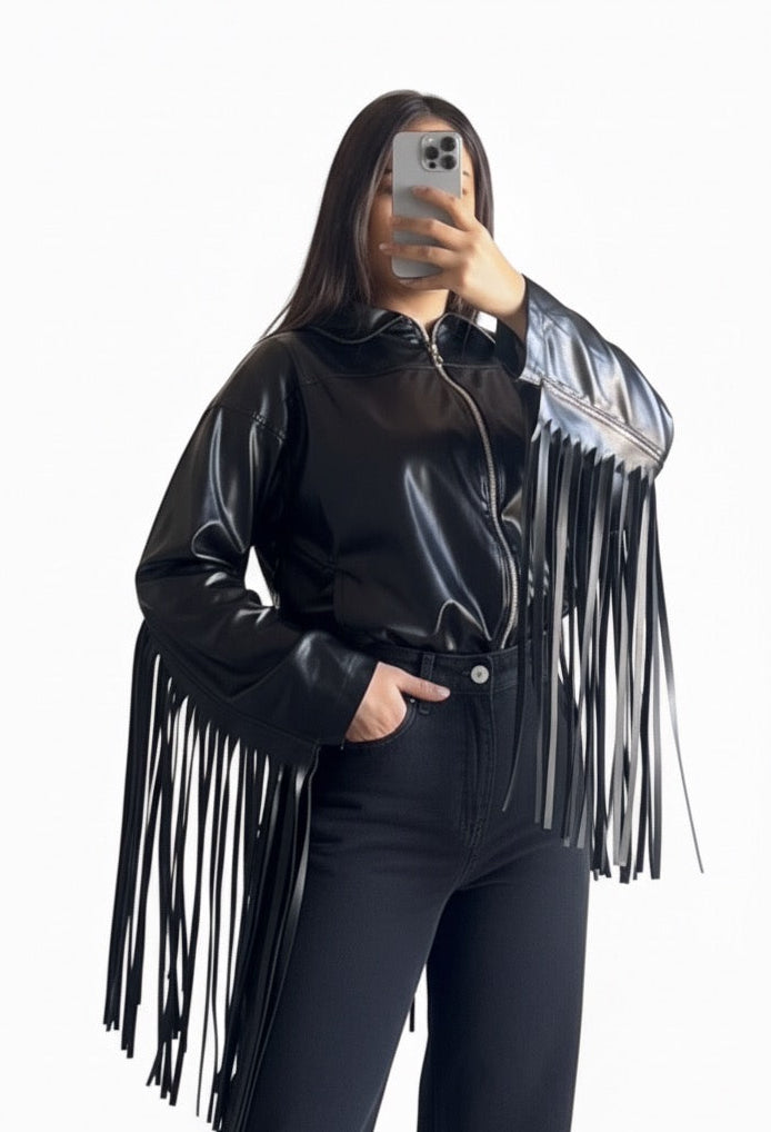 Leather Fringa Jacket