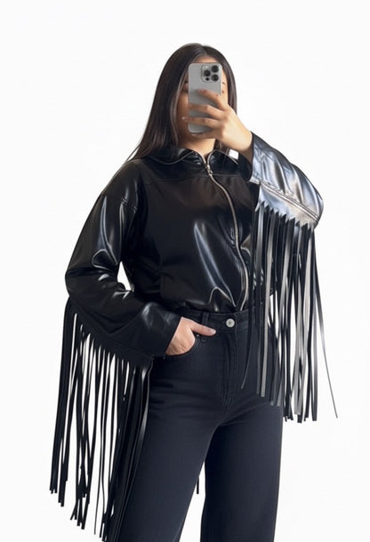 Leather Fringa Jacket