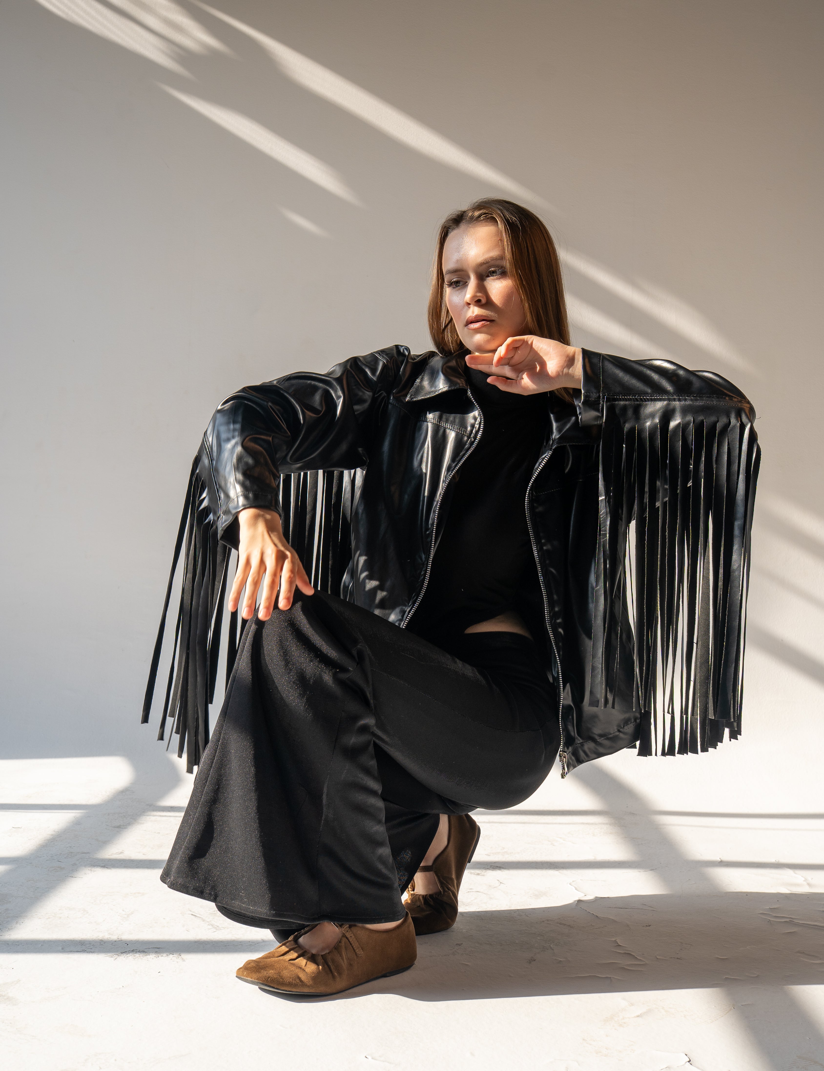Leather Fringa Jacket