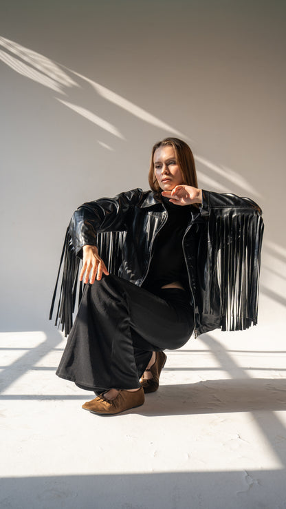 Leather Fringa Jacket
