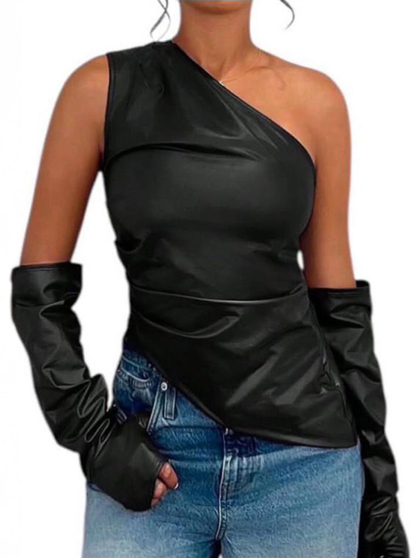 Leather Top with Sleeves